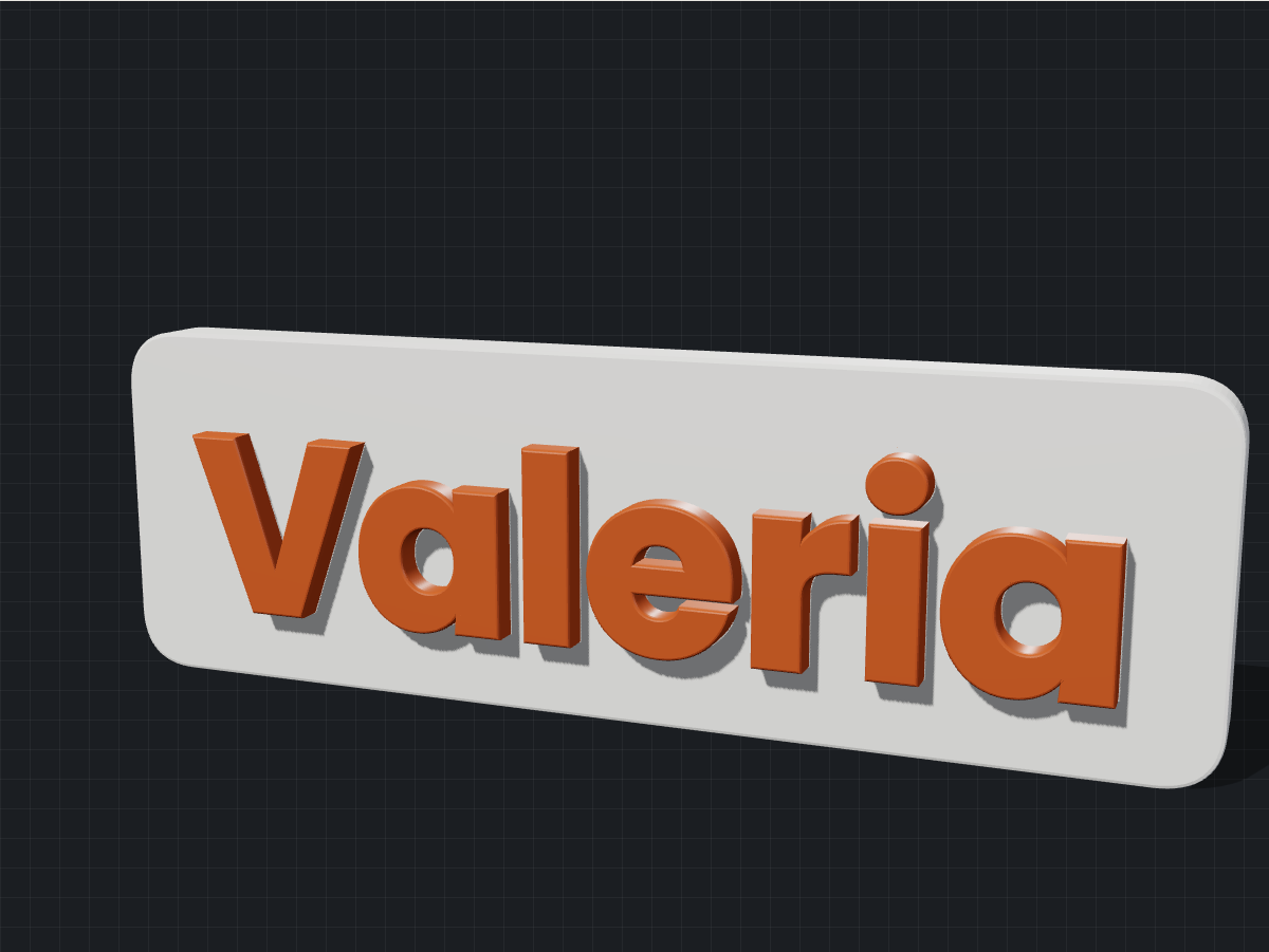3D preview of the name plate. Drag to turn it, pinch to zoom.